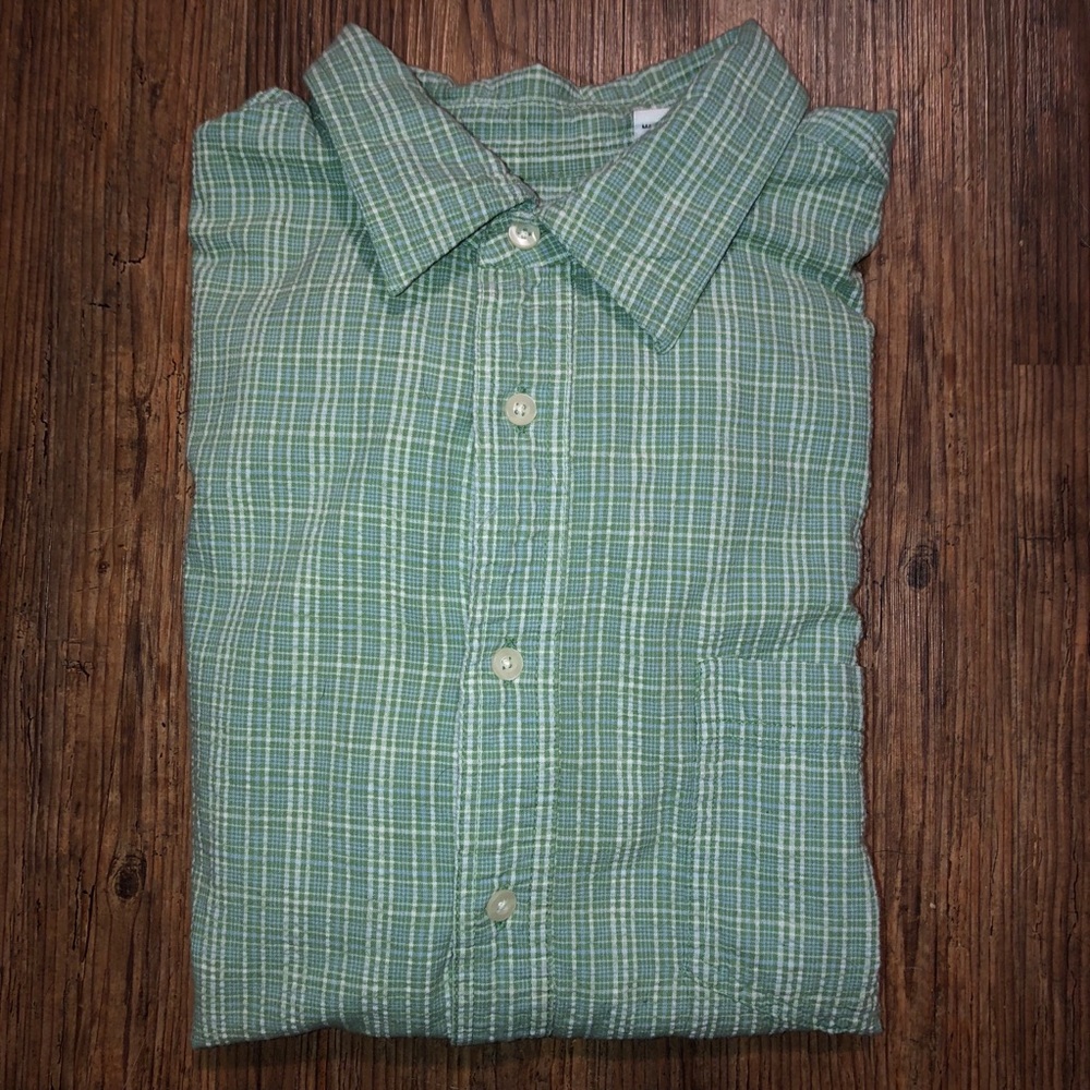 Covington Green and White Striped Button Up